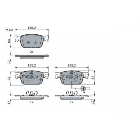 Front brake pad set AUDI A4 ALLROAD B9 A4 B9 A5 1.4-3.0DH 05.15- BOSCH 0 986 424 433