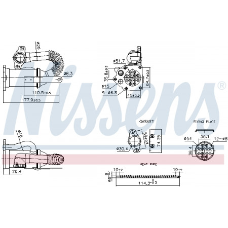 Radiateur, uitlaatgasrecirculatie Uitlaatgasradiator DACIA DUSTER LOGAN LOGAN EXPRESS LOGAN II LOGAN MCV LOGAN MCV II SANDERO RENAULT CAPTUR I CLIO II CLIO III CLIO III/HATCHBACK DUSTER FLUENCE 1.5D 06.01- NISSENS NIS 989453