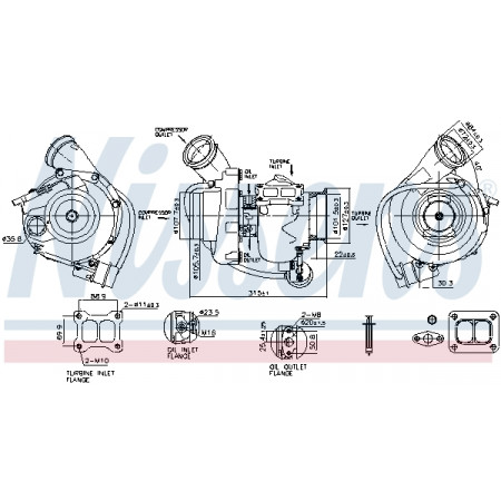Turbocompressor Turbocompressor com kit de montagem SCANIA K OMNIEXPRESS PGRT TOURING DC13.05-DC13.121 04.04- NISSENS NIS 93612
