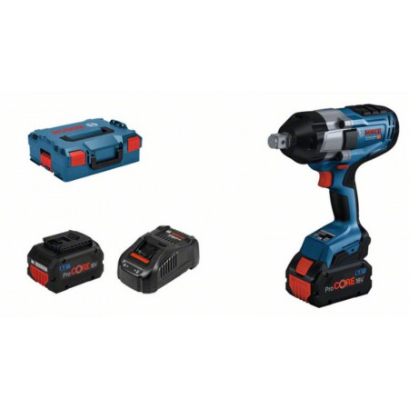 Pneumatisch slagpistool krachtbron: op batterijen Draaibaar in 4 punten 3/4 maximaal koppel: 1700Nm 18V 2 x 8Ah batterij inclusief lader meegeleverd BOSCH 0 601 9J8 502