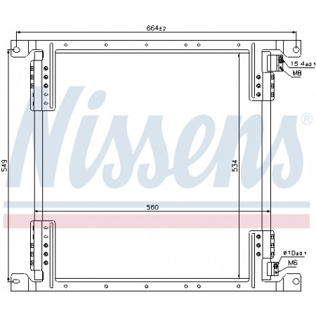 Condensador, ar condicionado Condensador A/C 560x534x16 MERCEDES ATEGO AXOR AXOR 2 01.98- NISSENS NIS 940242