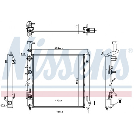 Kühler, Motorkühlung Manueller Motorkühler KIA PICANTO III 1.0/1.2 03.17- NISSENS NIS 606866