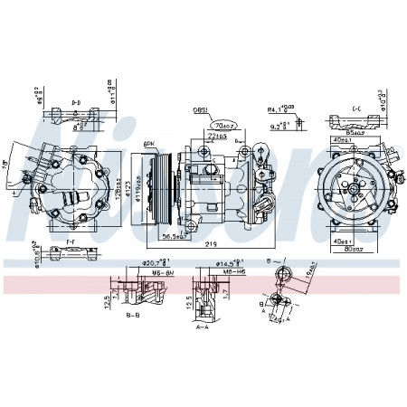 Compresor, climatizare Air-conditioning compressor CITROEN C5 II C5 III C5/KOMBI C6 PEUGEOT 407 508 I 508/KOMBI 607 RENAULT LATITUDE 1.5D-3.0D 05.04- NISSENS NIS 89362