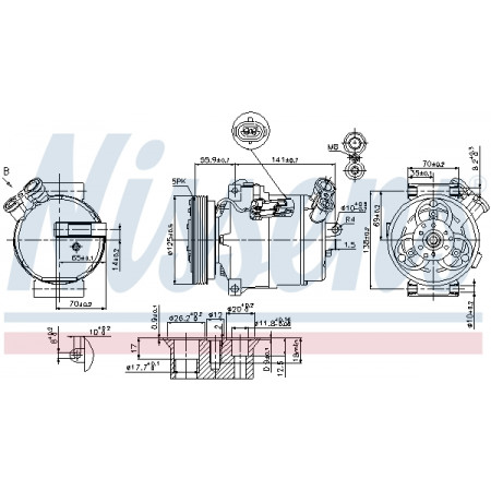 Compressor, air conditioning Air-conditioning compressor CADILLAC BLS OPEL ASTRA G SIGNUM VECTRA B VECTRA C ZAFIRA A SAAB 9-3 9-3X 1.8-2.8 06.00- NISSENS NIS 89308