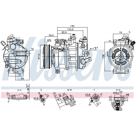 Compressor, airconditioning Aircocompressor AUDI A1 A1 ALLSTREET A1 CITY CARVER A3 Q2 Q3 CUPRA FORMENTOR LEON LEON SPORTSTURER SEAT ARONA ATECA IBIZA V LEON LEON SPORTSTOURER 1.0-2.0D 08.14- NISSENS NIS 890944