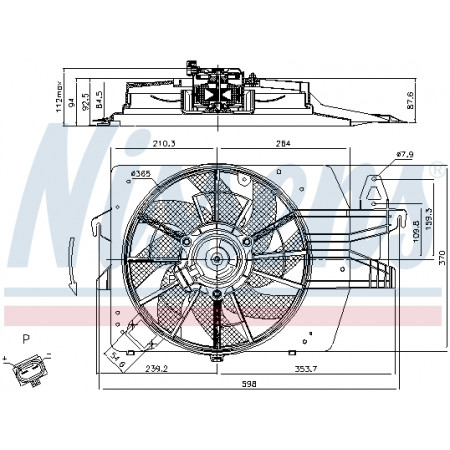 Ventilador, radiador Ventilador del radiador con carcasa FORD ESCORT CLASSIC ESCORT VI 1.8D 01.95-06.01 NISSENS NIS 85537