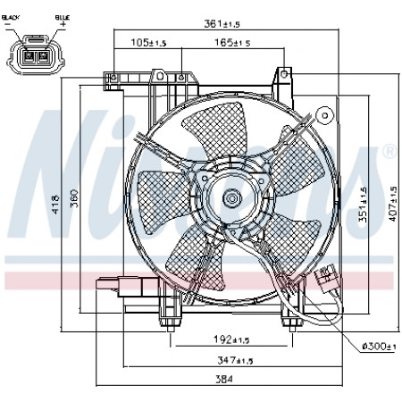 Ventilador, radiador Ventilador do radiador com cárter SUBARU LEGACY III OUTBACK 2.0/2.5 10.98-08.03 NISSENS NIS 85493