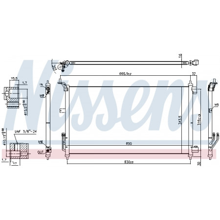 Condensador, aire acondicionado Condensador de aire acondicionado con secador NISSAN TIIDA 1.6/1.8 09.04-12.12 NISSENS NIS 940557