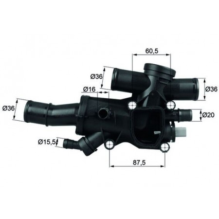 Thermostat d'eau Thermostat du système de refroidissement 83C dans le boîtier VOLVO C30 C70 II S40 II S80 II V50 V70 III CITROEN C4 C4 GRAND PICASSO I C4 I C4 PICASSO I C5 C5 II C5 III 2.0D/2.2D/3.0 09.02- MAHLE TH 44 83