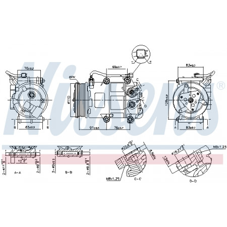 Compressore, Climatizzatore Compressore climatizzatore FORD B-MAX ECOSPORT FIESTA VI FOCUS III 1.25-1.6D 06.08- NISSENS NIS 890655