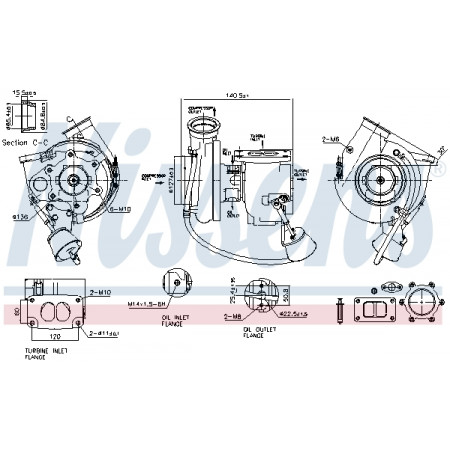 Turbocompresor Turbocharger with fitting kit MERCEDES AXOR AXOR 2 OM457.910-OM457.981 01.02- NISSENS NIS 93297