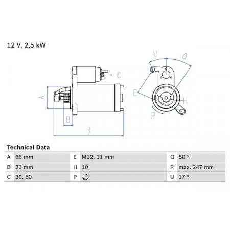 Elektromotor 12V 25kW AUDI A4 ALLROAD B8 A4 B8 A5 A6 ALLROAD C7 A6 C7 A7 A8 D4 Q5 PORSCHE MACAN 3.0D 11.08-09.18 BOSCH 0 986 025 160
