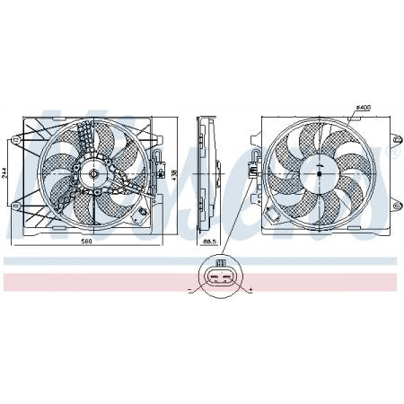 Ventola radiatore Ventola radiatore con alloggiamento FIAT PANDA 0.9-1.3D 02.12- NISSENS NIS 85922