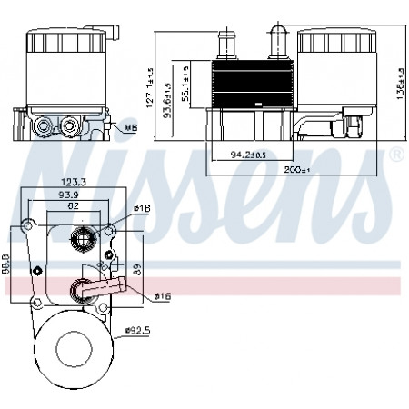 Refroidisseur d'huile, huile moteur Refroidisseur d'huile manuel avec boîtier de filtre à huile FORD C-MAX FIESTA FIESTA IV FIESTA/MINIVAN FOCUS C-MAX FOCUS I FOCUS II GALAXY II MONDEO IV S-MAX TOURNEO CONNECT 1.8D 08.98-06.15 NISSENS NIS 9069
