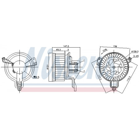 Ventilatore abitacolo Aeratore CITROEN BERLINGO BERLINGO/MINIVAN PEUGEOT PARTNER PARTNER ORIGIN PARTNER ORIGIN/MINIVAN PARTNER/MINIVAN 1.1-Electric 06.96-12.15 NISSENS NIS 87259