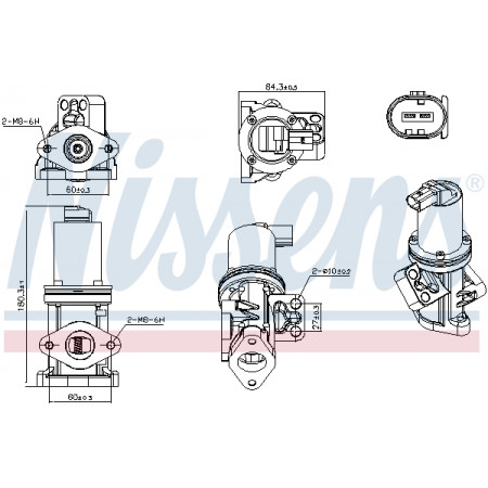 Válvula EGR Válvula EGR HYUNDAI H-1 H-1 / STAREX KIA SORENTO I 2.5D 06.97- NISSENS NIS 98308
