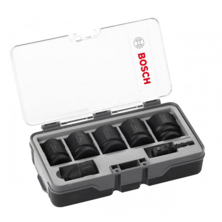 „Werkzeugsatz Sechskant-Kraft-Steckschlüsselsatz Steckschlüsselgröße: 1/2“ 7-tlg. Kurzverpackung: Kunststoffbox“ BOSCH 2 608 551 029