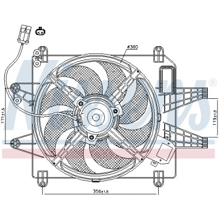 Ventilador, radiador Ventilador del radiador con carcasa FIAT BRAVA BRAVO I MAREA MULTIPLA 1.8/1.9D/2.0 10.95-06.10 NISSENS NIS 85167