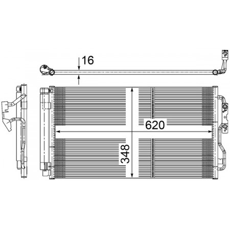 Condenseur, climatisation Condenseur de climatisation avec sécheur BMW 1 E87 1 F20 1 F21 2 F22 F87 2 F23 3 F30 F80 3 F31 3 GRAN TURISMO F34 4 F32 F82 4 F33 F83 4 GRAN COUPE F36 0.65H-Électrique 09.06- MAHLE AC 652 000S