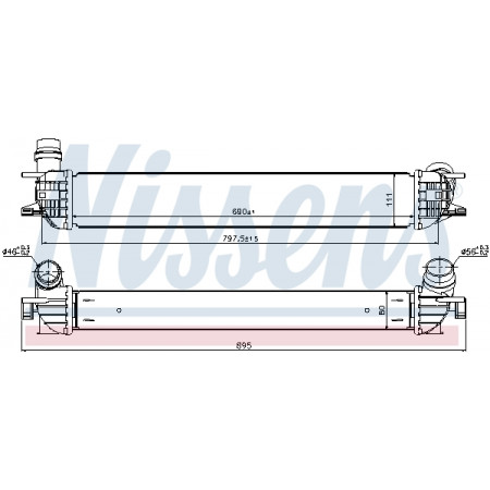 Intercooler, compressor Intercooler stub-pipe diâmetro 46 mm/ 56 mm RENAULT LAGUNA LAGUNA III LATITUDE 1.5D/2.0D/3.0D 10.07- NISSENS NIS 96502