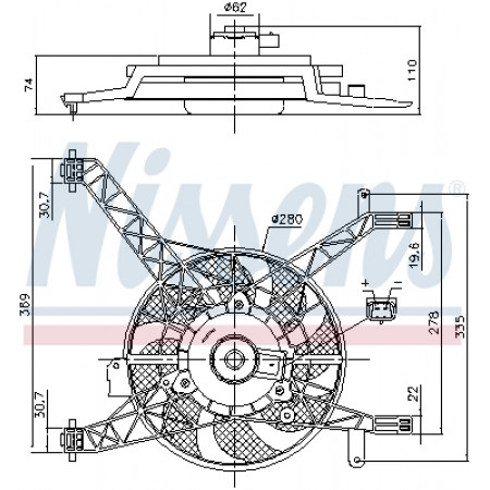 Ventilador, radiador Ventilador del radiador con carcasa FORD B-MAX FIESTA VI 1.25-1.6 06.08- NISSENS NIS 85751