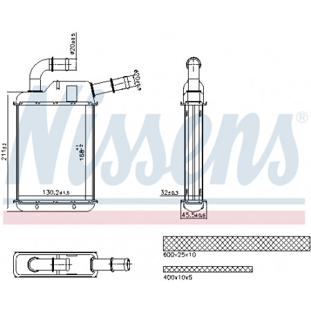 Verwarmingsradiator SEAT ALHAMBRA VW CALIFORNIA T5 CAMPER CALIFORNIA T6 CAMPER MULTIVAN T5 MULTIVAN T6 SHARAN TRANSPORTER T5 TRANSPORTER T6 TRANSPORTER T6 / CARAVELLE T6 1.4-3.2 04.03- NISSENS NIS 707279