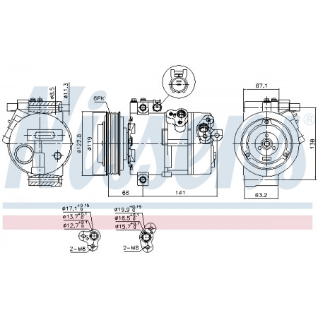 Compresor, climatizare Air-conditioning compressor KIA SORENTO II SORENTO II/SUV 2.0D/2.2D 11.09-12.15 NISSENS NIS 890394