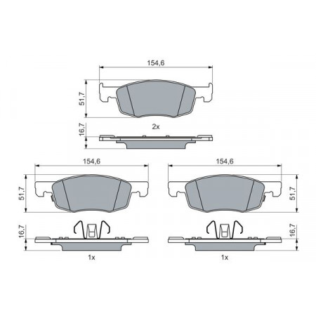 Kit pastiglie freno, freno a disco Kit pastiglie freno anteriori MAZDA 2 TOYOTA AYGO X YARIS 1.0/1.5/1.5H 02.20- BOSCH 0 986 460 018