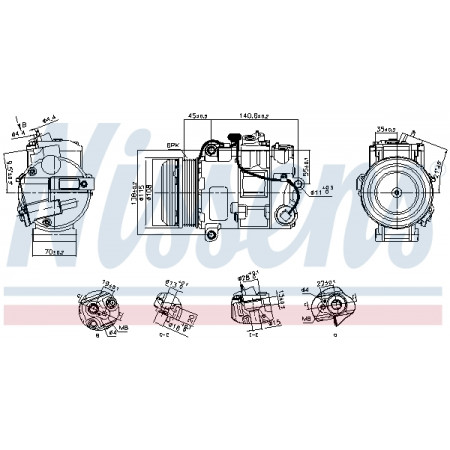 Compresor, climatizare Air-conditioning compressor MERCEDES SPRINTER 35-T B906 SPRINTER 3-T B906 SPRINTER 46-T B906 SPRINTER 5-T B906 2.2D 06.06- NISSENS NIS 891031