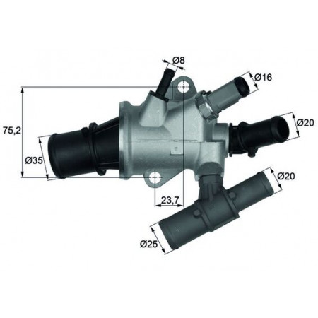 Thermostaat, koelvloeistof Koelsysteemthermostaat 88C in de koffer FIAT DOBLO DOBLO/MINIVAN 1.9D 10.01- MAHLE TI 168 88