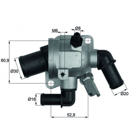 Termostato liquido di raffreddamento Termostato sistema di raffreddamento 88C nell'alloggiamento ALFA ROMEO MITO FIAT 500 500 C DOBLO DOBLO/MINIVAN FIORINO/MINIVAN GRANDE PUNTO IDEA LINEA PUNTO EVO QUBO STRADA 1.2/1.3D 12.04- MAHLE TI 173 88