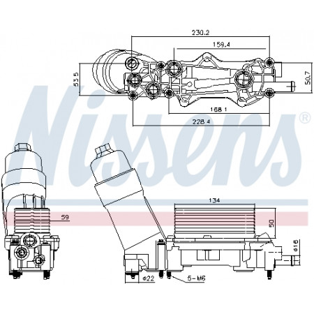 Radiateur d'huile, huile moteur Radiateur d'huile avec boîtier de filtre CHRYSLER 300C TOWN & COUNTRY VOYAGER V DODGE CHARGER JOURNEY JEEP CHEROKEE GRAND CHEROKEE GRAND CHEROKEE IV WRANGLER III 3.0D-6.4 09.10- NISSENS NIS 91336