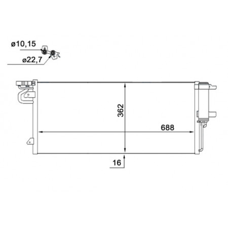 Condensator, climatizare A/C condenser with dryer  FORD C-MAX II FOCUS III FOCUS III/KOMBI GRAND C-MAX KUGA II KUGA III TOURNEO CONNECT V408 NADWOZIE WIELKO TRANSIT CONNECT 1.5-2.3 03.13- MAHLE AC 103 000S