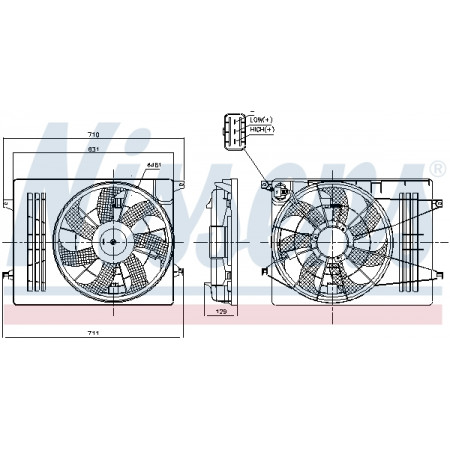 Ventilador, radiador Ventilador del radiador con carcasa HYUNDAI IX35 KIA SPORTAGE III 1.6/2.0 06.10- NISSENS NIS 850006