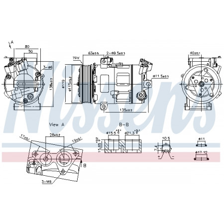 Compresor, climatizare Air-conditioning compressor FIAT TALENTO NISSAN NV300 NV400 PRIMASTAR X-TRAIL X-TRAIL II OPEL MOVANO B VIVARO B RENAULT LATITUDE MASTER III TRAFIC III 1.6D/2.0D/2.3D 09.06- NISSENS NIS 890947