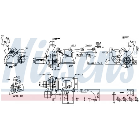 Nou Turbocompresor cu set de garnituri potriveste FORD FOCUS I TOURNEO CONNECT TRANSIT 18D 0898 1213 NISSENS 93077