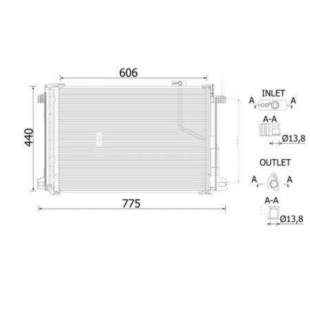 Condensor, airconditioning Condensor airco Met droger MERCEDES C C204 C W203 C W204 C T-MODEL S204 CLS C218 CLS SHOOTING BRAKE X218 E A207 E C207 E W212 E T-MODEL S212 1.6-6.2 01.05- MAHLE AC 786 000S