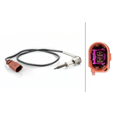 Capteur, température des gaz d'échappement Sonde de température des gaz d'échappement avant DPF VW CALIFORNIA T5 CAMPER CALIFORNIA T6 CAMPER CC B7 MULTIVAN T5 MULTIVAN T6 TRANSPORTER T5 TRANSPORTER T6 2.0D 09.09-12.19 HELLA 6PT014 494-761