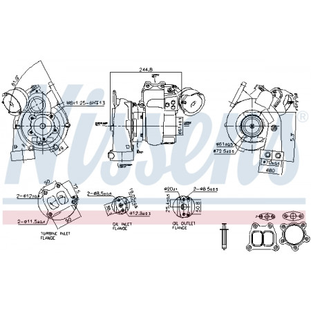 Turbocompresor Turbocharger with fitting kit MAN LIONS COACH TGA TGM II TGS I TGS II TGX I TGX II D2676440-D2676LOH31 02.04- NISSENS NIS 93601