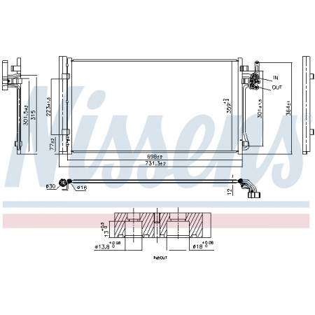 Condensatore, Climatizzatore Condensatore climatizzatore con essiccatore JAGUAR E-PACE 2.0/2.0D 09.17- NISSENS NIS 941286