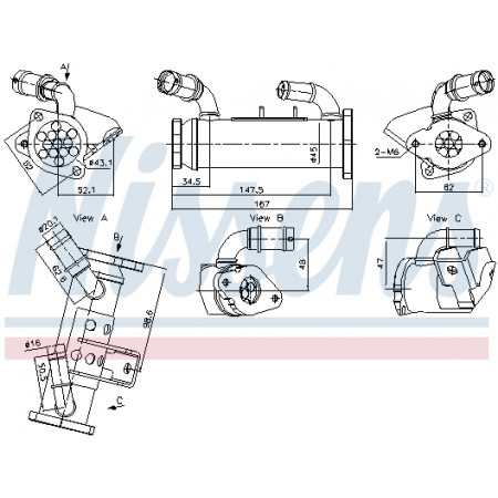 Radiador, recirculación de gases de escape Radiador de gases de escape LAND ROVER RANGE ROVER III RANGE ROVER SPORT I 3.6D 04.06-03.13 NISSENS NIS 989474