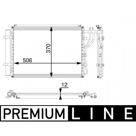 Condensator, climatizare A/C condenser with dryer HYUNDAI IX20 KIA VENGA 1.4-1.6LPG 02.10- MAHLE AC 58 000P