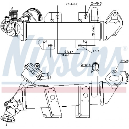 Radiateur, uitlaatgasrecirculatie Uitlaatgasradiator RENAULT ESPACE IV LAGUNA LAGUNA III LATITUDE MASTER III TRAFIC II 2.0D/2.3D 01.06- NISSENS NIS 989287
