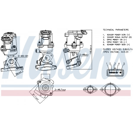EGR valve EGR valve CITROEN C5 III C6 JAGUAR S-TYPE II XF I XJ LAND ROVER DISCOVERY III DISCOVERY IV RANGE ROVER SPORT I PEUGEOT 407 607 2.7D 06.04- NISSENS NIS 98240