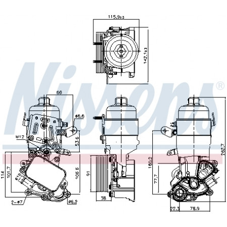 Radiador de óleo, óleo do motor Radiador de óleo com carcaça do filtro de óleo DS DS 3 DS 4 DS 5 CITROEN BERLINGO BERLINGO MULTISPACE BERLINGO/MINIVAN C3 AIRCROSS II C3 II C3 III C3 PICASSO C4 CACTUS 1.6D 04.08- NISSENS NIS 91326