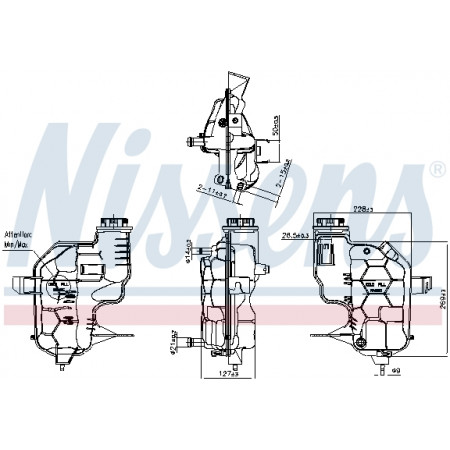 Vas de expansiune, racire Vas expansiune with plug with level sensor  LAND ROVER DISCOVERY III DISCOVERY IV RANGE ROVER SPORT I 07.04-12.18 NISSENS NIS 996180