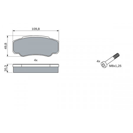 Set placute de frana PEUGEOT BOXER 2.3D 02.07- BOSCH 0 986 424 876