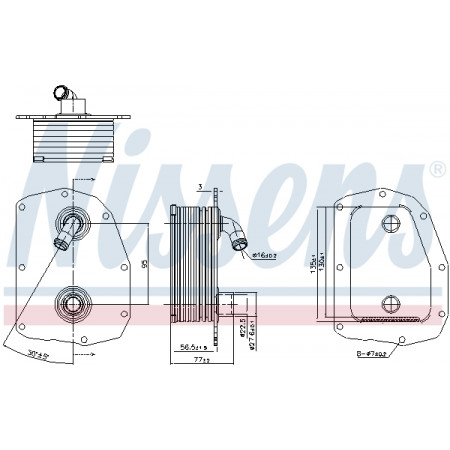 Radiateur d'huile, huile moteur Radiateur d'huile MERCEDES C W202 E A124 E C124 E T-MODEL S124 E W124 S W140 SL R129 SSANGYONG KORANDO MUSSO 2.8/3.2/3.6 03.91-11.06 NISSENS NIS 91179