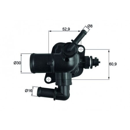 Thermostaat, koelvloeistof Koelsysteemthermostaat 88C in koffer CITROEN NEMO NEMO/MINIVAN FIAT 500L 500X DOBLO DOBLO CARGO FIORINO/MINIVAN PANDA PUNTO EVO QUBO TIPO 1.3D/1.4/1.6D 03.09- MAHLE TI 251 88D