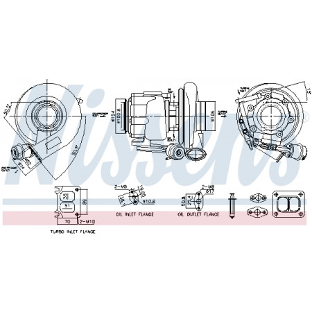 Turbocompresseur Turbocompresseur avec kit de montage RVI VOLVO FH FM T DTi13 MD13 EURO 6 VOLVO FH FH II FH III FM II FM III FMX II FMX III D13A380-G13C460 09.05- NISSENS NIS 93717